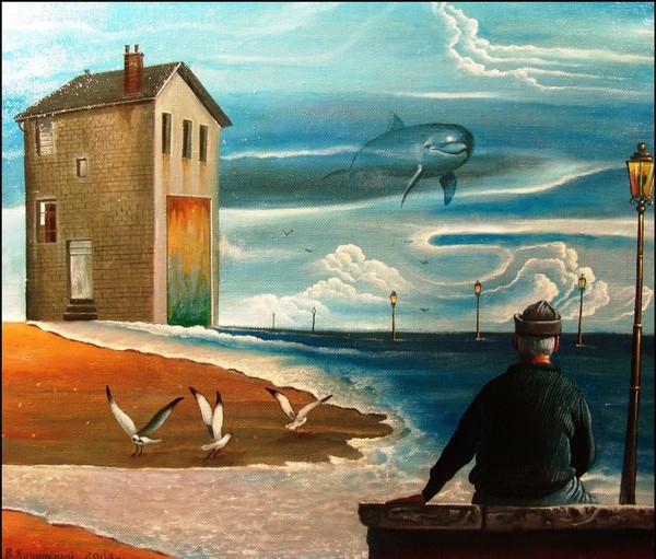 Painting for sale online - Dolphin Day