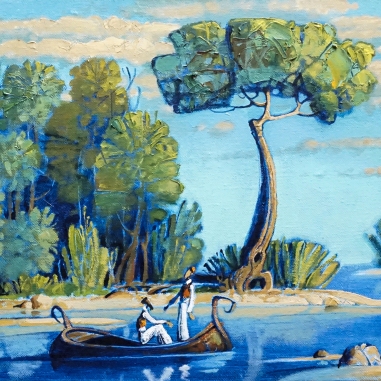 Painting for sale online - Morning on the river