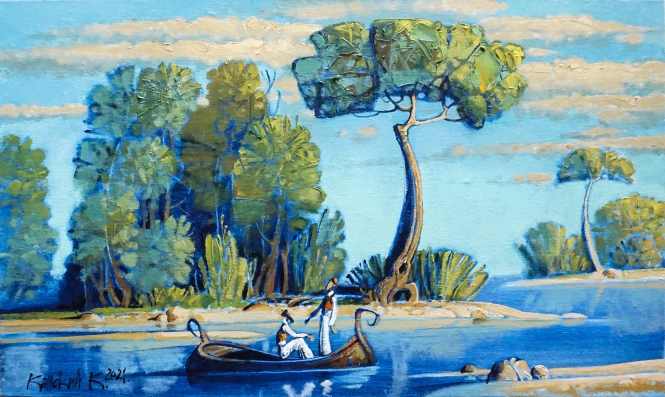 Painting for sale online - Morning on the river