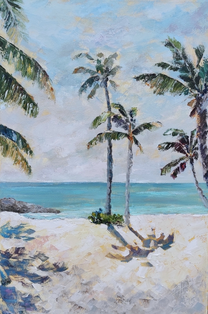 Painting for sale online - Palm trees and the ocean