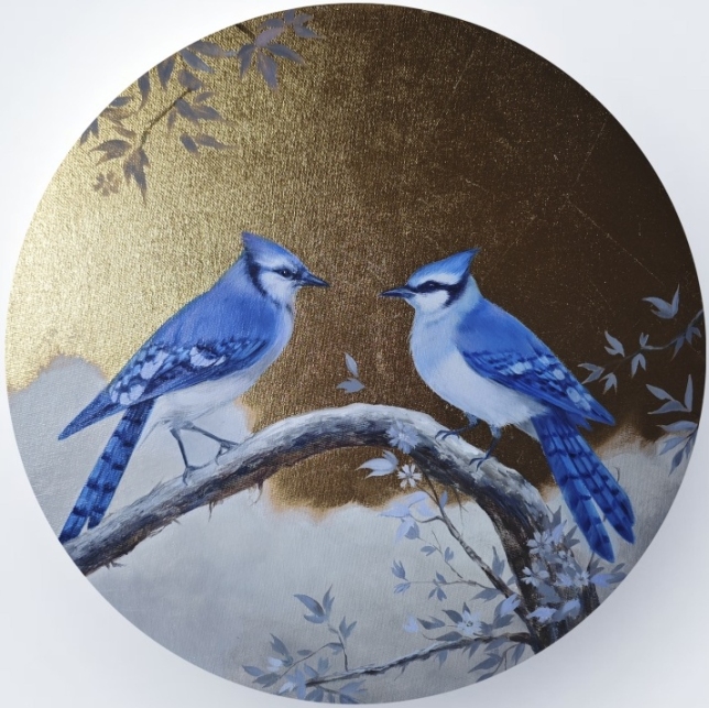 Painting for sale online - Blue Jays Meeting I