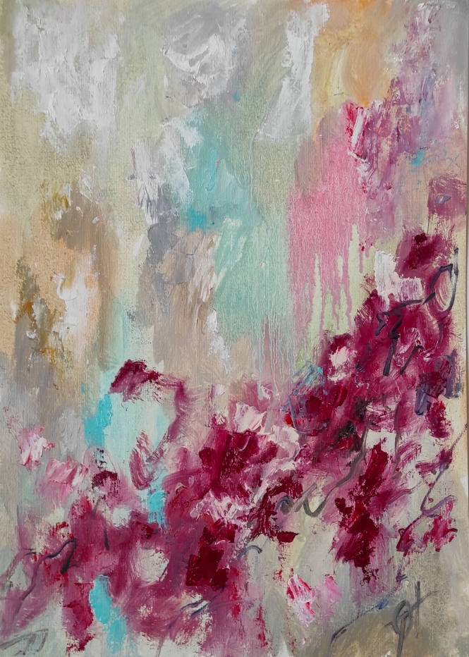 Painting for sale online - Original oil abstract painting on frame bloom