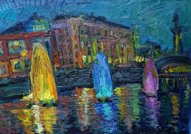 Painting for sale online - Fountains on the Yauza