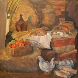 Painting for sale online - Country Still life with a chicken