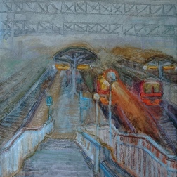Painting for sale online - Morning at the station