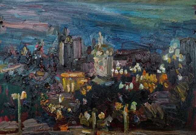 Painting for sale online - Moscow-City at dusk