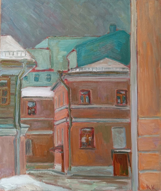 Painting for sale online - In the courtyard of the Moscow City Duma