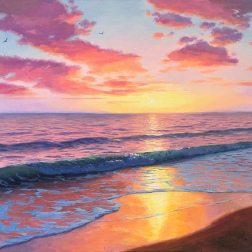 Painting for sale online - Sunset over the sea. 