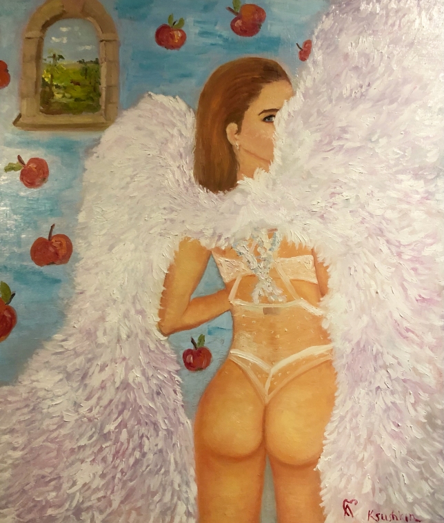 Painting for sale online - Angel, apples and heaven