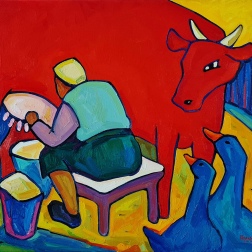 Painting for sale online - Red Cow