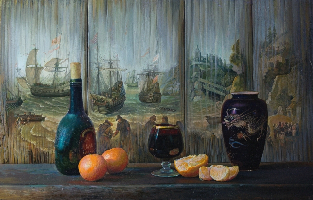 Painting for sale online - Tangerines and a dragon.