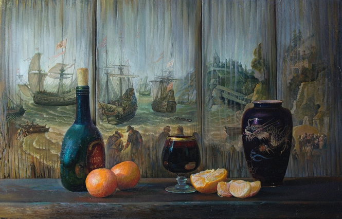 Painting for sale online - Tangerines and a dragon.