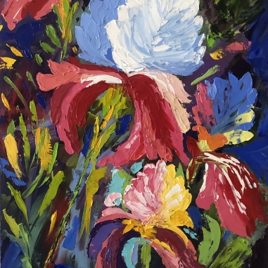 Painting for sale online - Colourful irises 