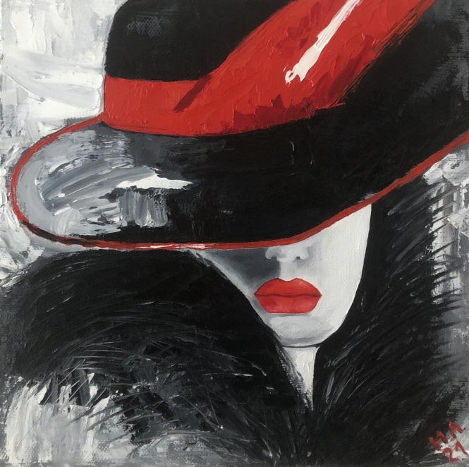 Painting for sale online - The girl in the hat