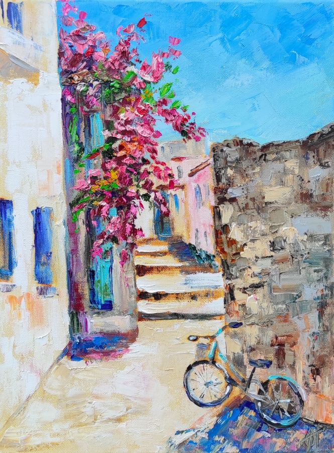 Painting for sale online - Marmaris old town. Original oil painting on canvas