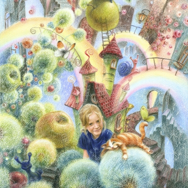 Painting for sale online - CAT & KATE. IN THE BLUE SNAILS COUNTRY