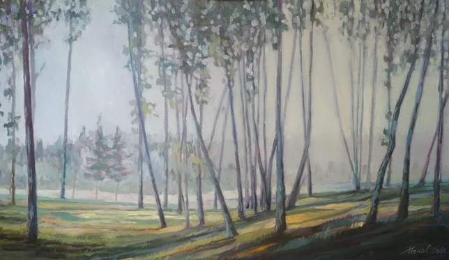 Painting for sale online - Fog in the forest