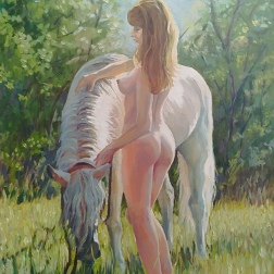 Painting for sale online - Nude with a horse