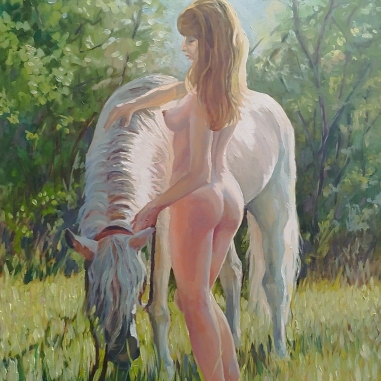 Painting for sale online - Nude with a horse