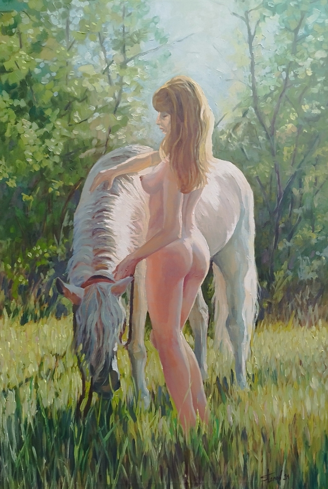 Painting for sale online - Nude with a horse