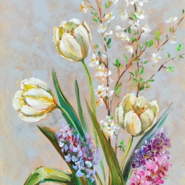 Painting for sale online - White tulips 