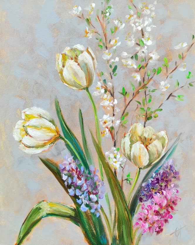 Painting for sale online - White tulips