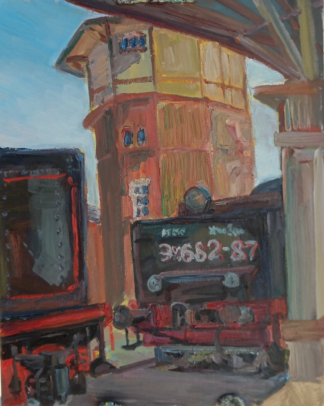 Painting for sale online - At the Podmoskovnaya station