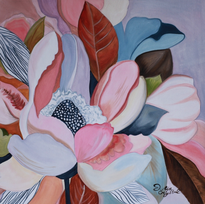 Painting for sale online - Bohemian flowers 1. Abstract floral art.