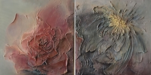 Painting for sale online - THE SCARLET FLOWER diptych