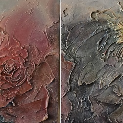 Painting for sale online - THE SCARLET FLOWER diptych
