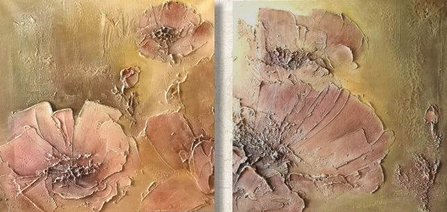 Painting for sale online - POPPIES diptych