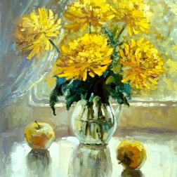 Painting for sale online - Bouquet of autumn chrysanthemums