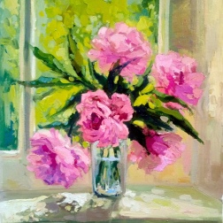 Painting for sale online - Peonies on the window
