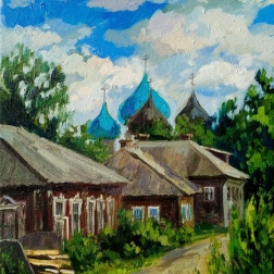 Painting for sale online - A street in Kargopol