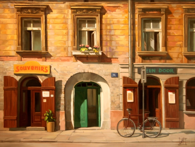 Painting for sale online - Green door.
