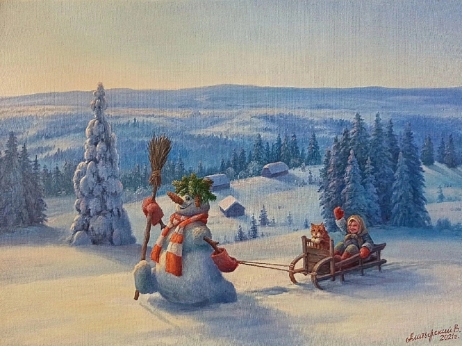 Painting for sale online - Fun rides. Tra-ta-ta, we're taking a cat with us!!!