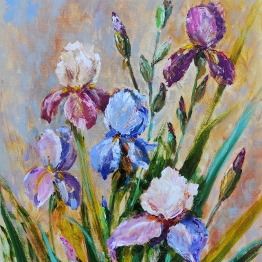 Painting for sale online - Irises original oil painting on canvas 