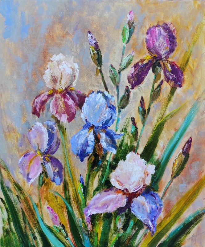 Painting for sale online - Irises original oil painting on canvas