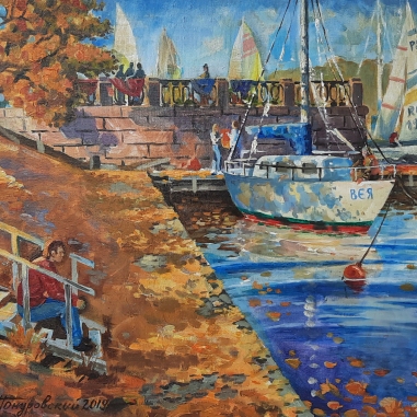 Painting for sale online - Autumn day on Petrovskaya Spit