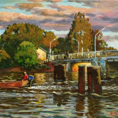 Painting for sale online - Evening on the river