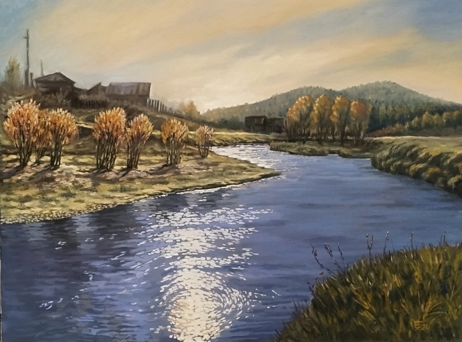 Painting for sale online - Autumn in the village