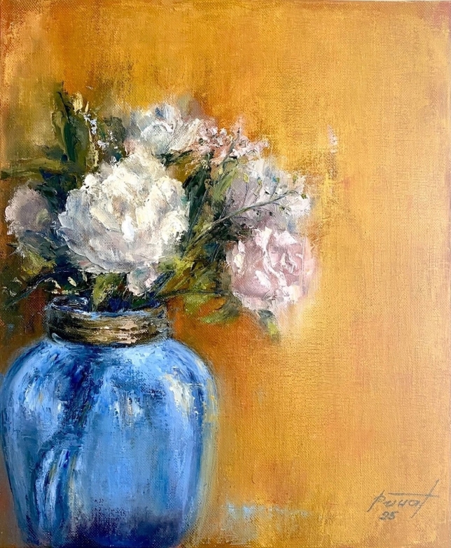 Painting for sale online - Bouquet in a blue vase
