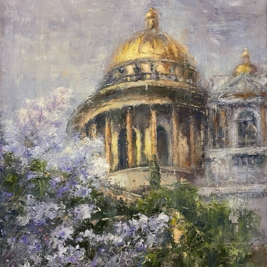 Painting for sale online - St Isaac's Cathedral in spring