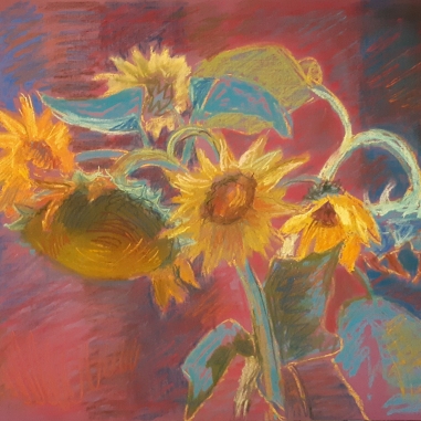 Painting for sale online - Dancing sunflowers (pastel version)