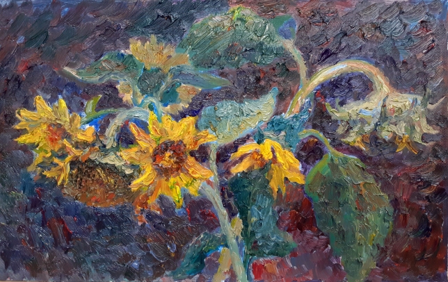 Painting for sale online - Dancing sunflowers