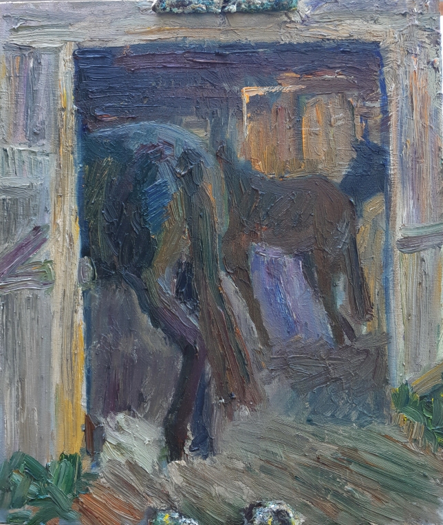 Painting for sale online - Horses at their home