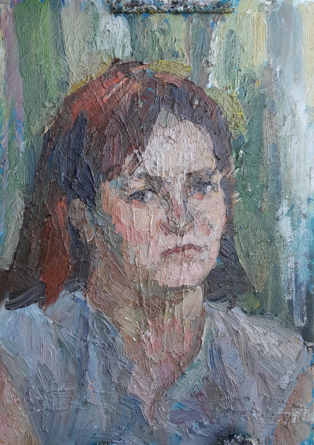 Painting for sale online - Lady in  a birchtree forest