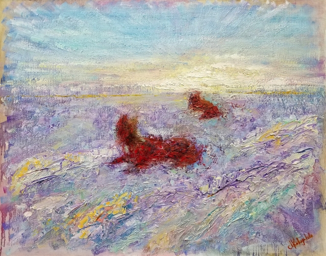 Painting for sale online - Red Baltic Dogs