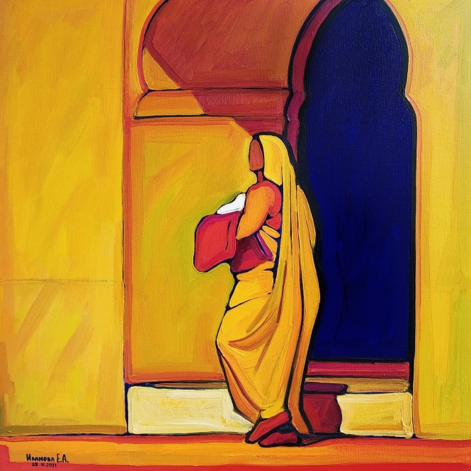 Painting for sale online - Women of the East. Hot day.