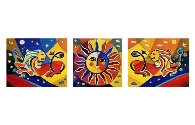 Painting for sale online - Triptych. Guardians of the House